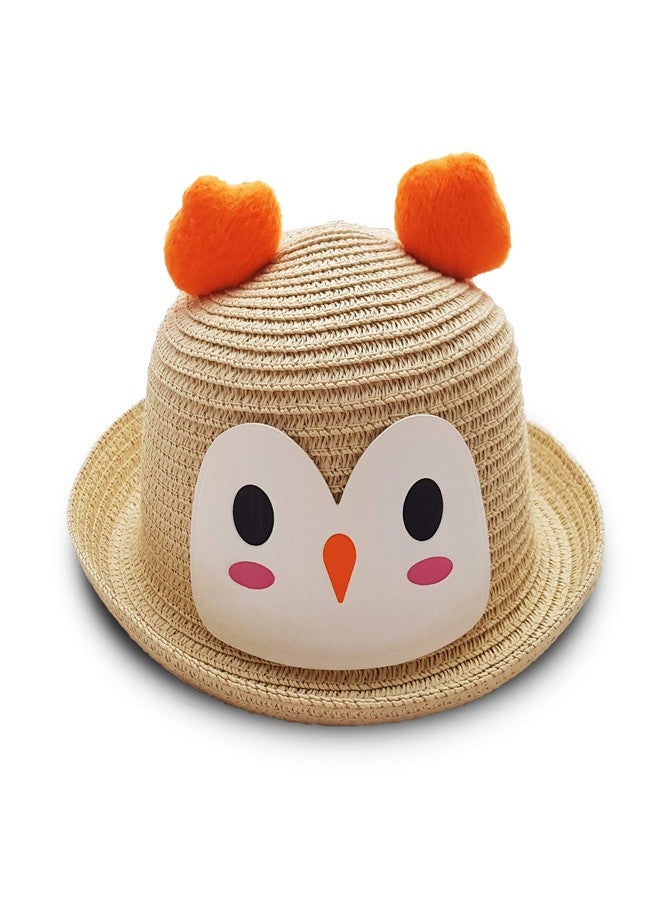 VRITRAZ Kids Hat, Summer Fashion Straw Bucket Hat, Suitable for Girl's and Boy's 6-10 Years (Color-Penguin Beige) - Image 2