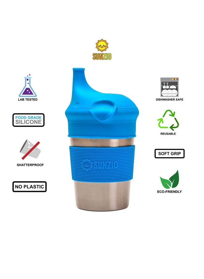 SUNZIO Sippy Cups for Toddlers and Kids, Stainless Steel Sippy Cup with Straw with Silicone Lids, BPA Free, Plastic Free, Break Proof Easy To Grip Soft Spout Cup for Babies, 10 oz, 4 Pack - Image 5