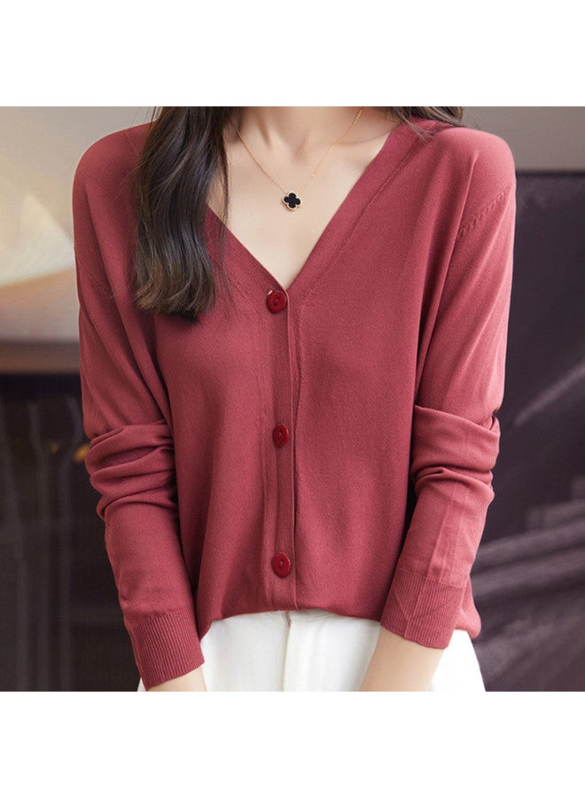 XINYANG Soft And Stretchy Long-Sleeve Knitted Cardigan Women 2025 Early Autumn V-Neck Sweater Outerwear Short Top Women'S Clothing - Image 3