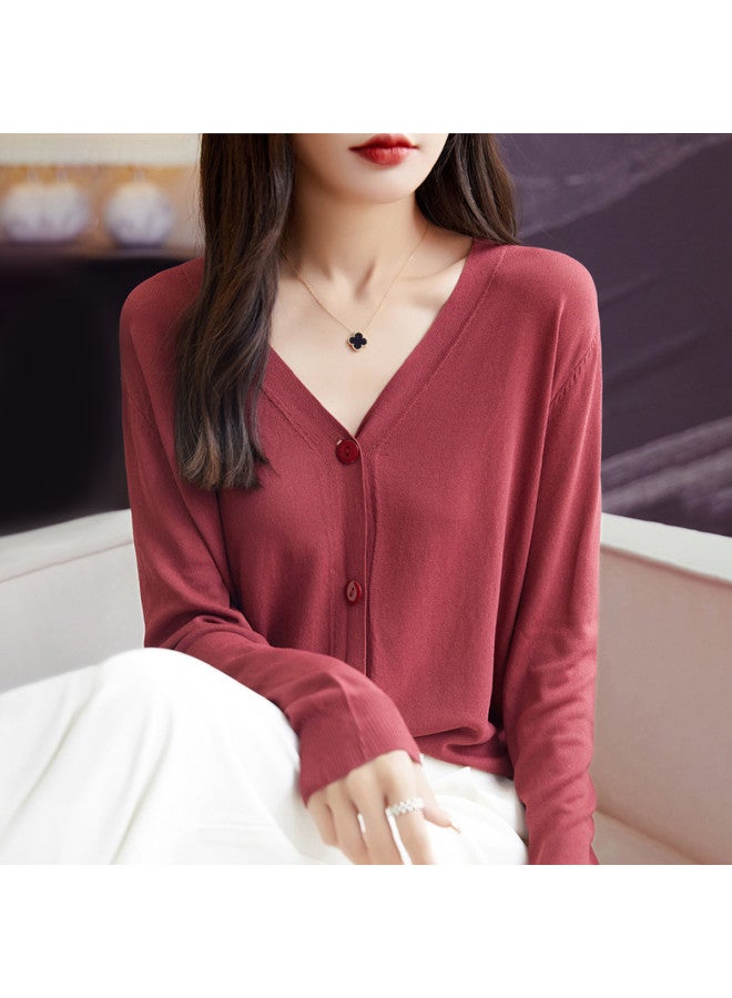 XINYANG Soft And Stretchy Long-Sleeve Knitted Cardigan Women 2025 Early Autumn V-Neck Sweater Outerwear Short Top Women'S Clothing - Image 2