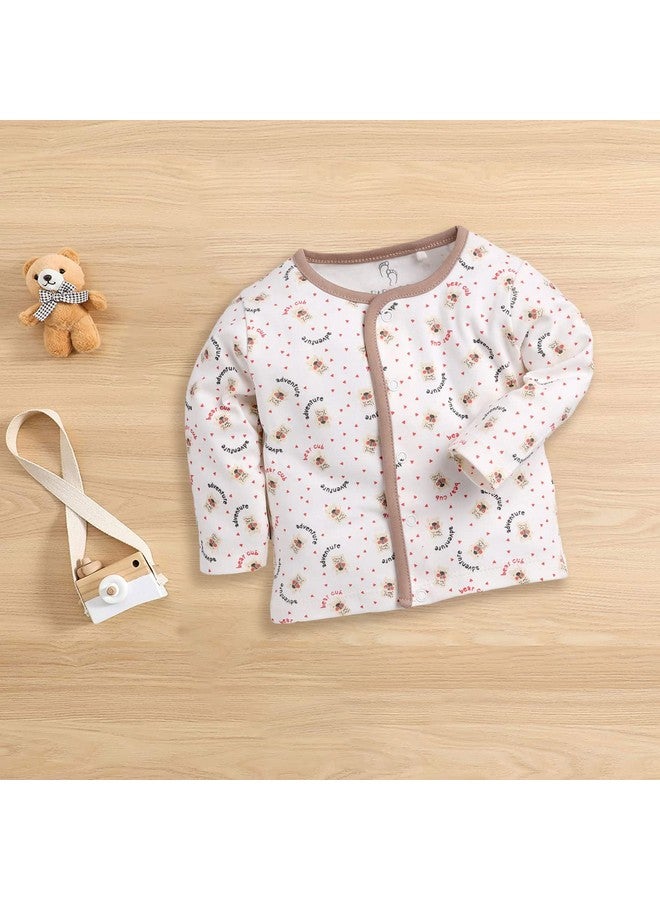 Baby Go BABY GO 0-3M/3-6M/6-9M/9-12M Full Sleeves 100% Pure Cotton Open Shirts/Snap Botton Tees for Baby Boys(Pack of 3) Beige - Image 3
