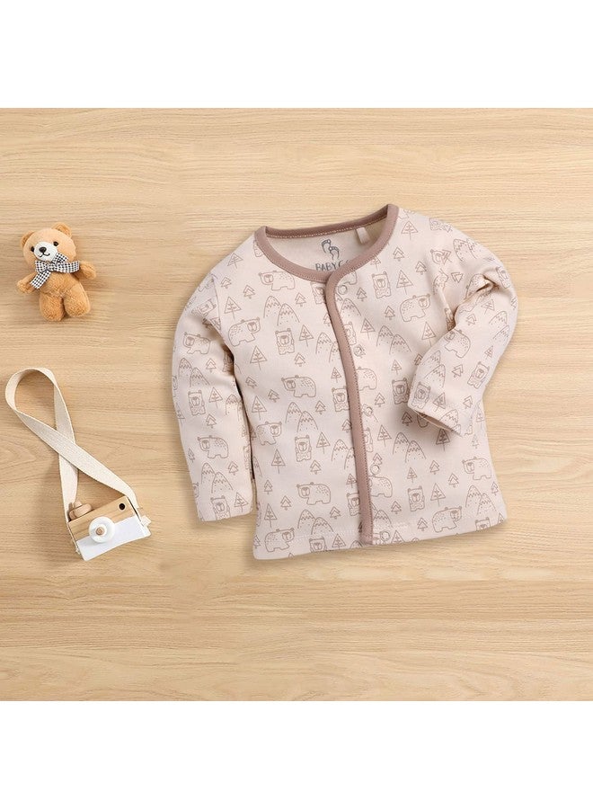 Baby Go BABY GO 0-3M/3-6M/6-9M/9-12M Full Sleeves 100% Pure Cotton Open Shirts/Snap Botton Tees for Baby Boys(Pack of 3) Beige - Image 2