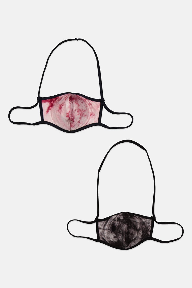 Aqua 2 Piece Tie Dye Face Mask, Multicolor - Image 1