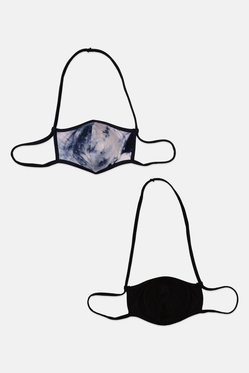 Aqua 2 Piece Tie Dye Face Mask, Multicolor - Image 2