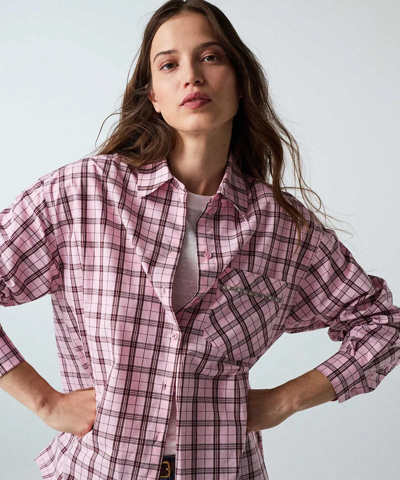 ايبيكيول Plaid Rhinestone Shirt