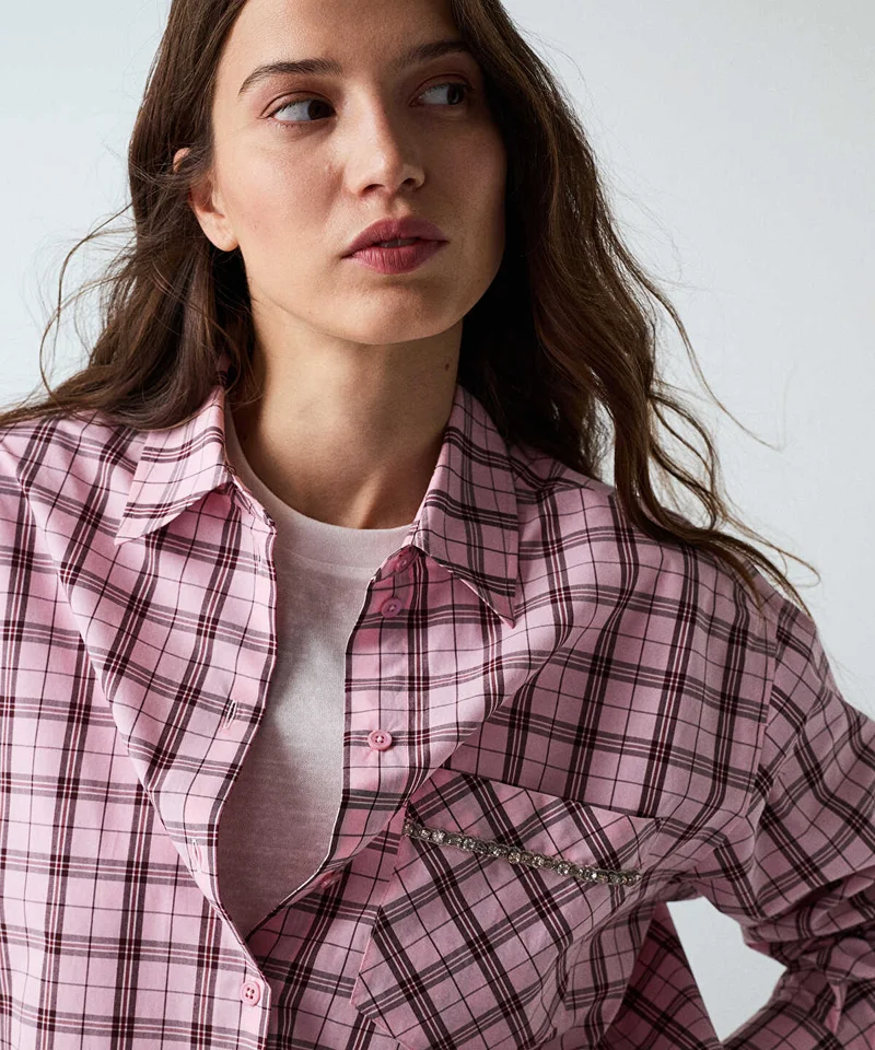 ايبيكيول Plaid Rhinestone Shirt