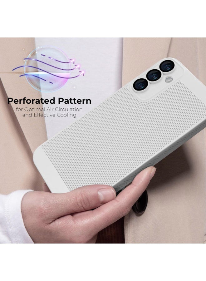 Case For Oppo Reno12 5G Heat Dissipation Case with Built-in Camera Lens Protector Slim Fit Breathable Cooling Anti-Fingerprint Hard PC Back Shockproof Cover (White) - Image 4