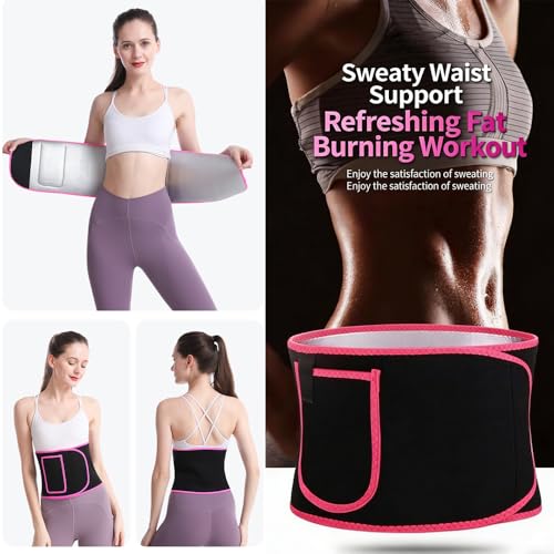 ZHENAN Waist Belt for Weight Loss - Sauna Belt for Women, Sweat Belt Adjustable Neoprene Waist Trainer with Cell Phone Pocket, Yoga Gym Workout Tummy Wrap (Size M: 55kg-70kg) Belly Fat Burning Black - Image 3
