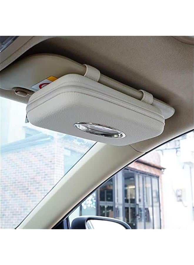 Generic Car Tissue Holder, Sun Visor Napkin Holder, Car Visor Tissue Holder, PU Leather Backseat Tissue Case Holder for Car,Vehicle (Beige (2Pack))  - Image 1