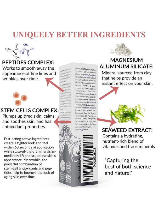 Voibella Beauty - Instant Face Lift Cream - Best Eye, Neck, Face Tightening, Lifting & Firming Serum To Smooth Appearance, Hide Loose Sagging Skin, Puffiness, Fine Lines & Wrinkles Within Mins (Peptides & Stem Cells) - Image 1