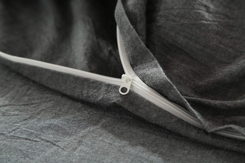 F.Y.Dreams 100% Washed Cotton Duvet Cover for Weighted Blanket 48x72 inches with 8 Ties, Zipper on Long Side/Grey/Just Duvet Cover - Image 3
