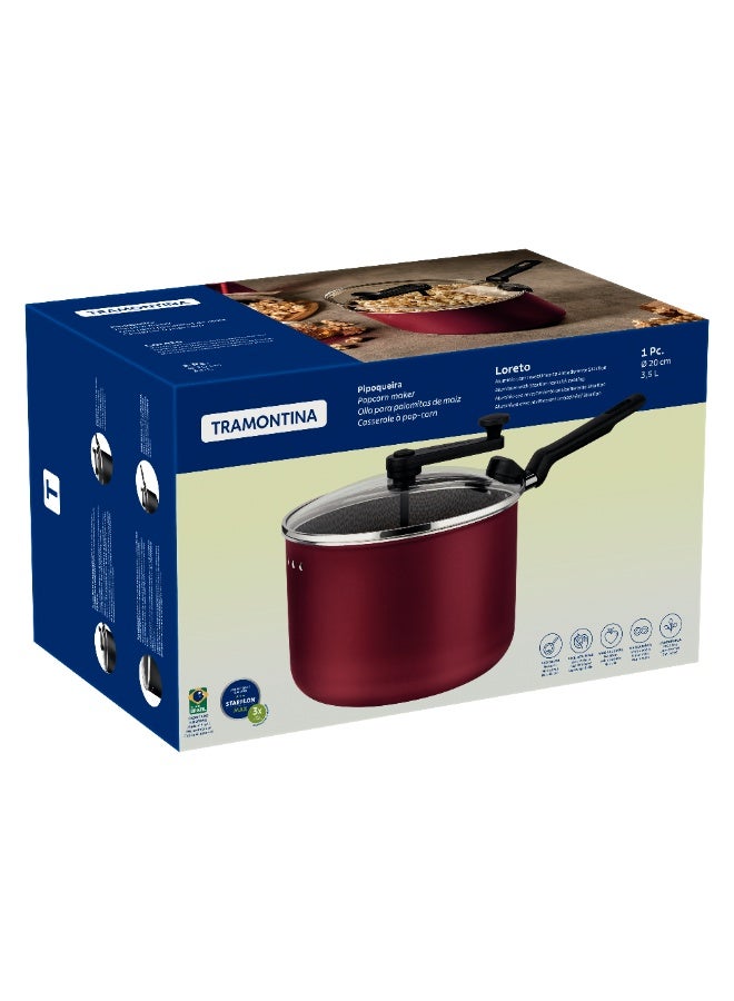 ترامونتينا منذ عام 1911، صانعة الفشار لوريتو المصنوعة من الألومنيوم الجرافيتي مع طلاء ستارفلون ماكس غير اللاصق، 20 سم، 3.5 لتر، 20387020، صنع في البرازيل - Image 4