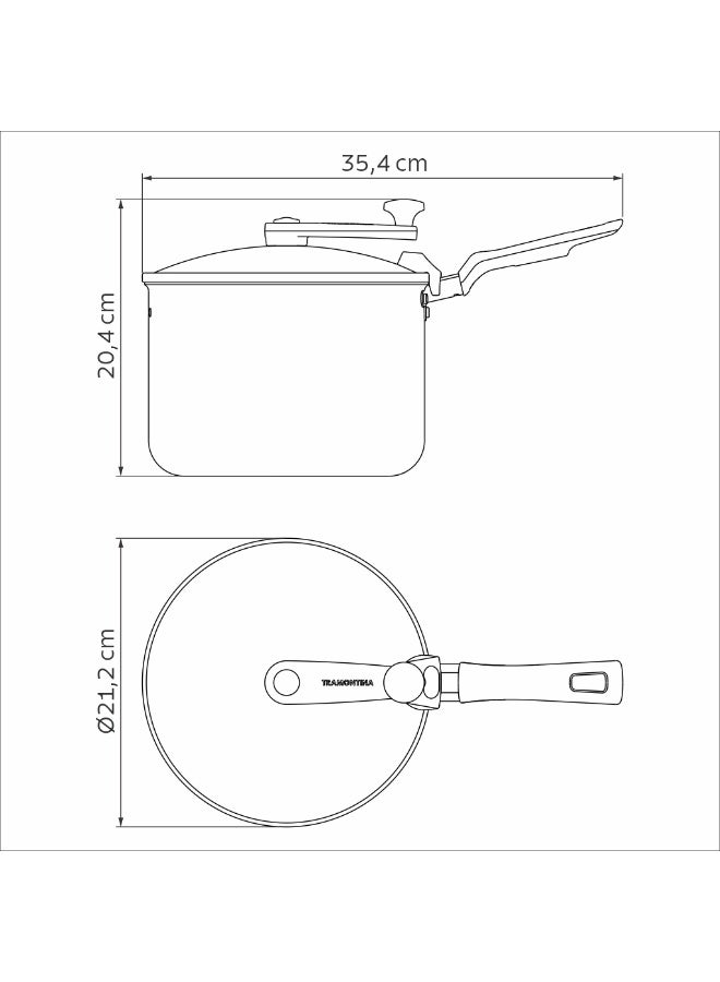 ترامونتينا منذ عام 1911، صانعة الفشار لوريتو المصنوعة من الألومنيوم الجرافيتي مع طلاء ستارفلون ماكس غير اللاصق، 20 سم، 3.5 لتر، 20387020، صنع في البرازيل - Image 5