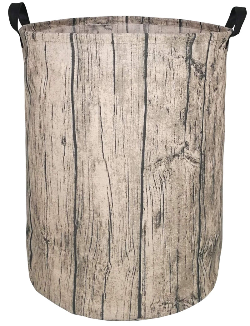 KUNRO Large Sized Round Storage Basket Waterproof Coating Organizer Bin Laundry Hamper for Nursery Clothes Toys (Tree Stump) - Image 1