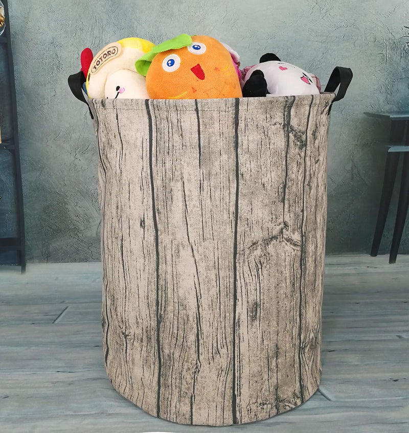 KUNRO Large Sized Round Storage Basket Waterproof Coating Organizer Bin Laundry Hamper for Nursery Clothes Toys (Tree Stump) - Image 3