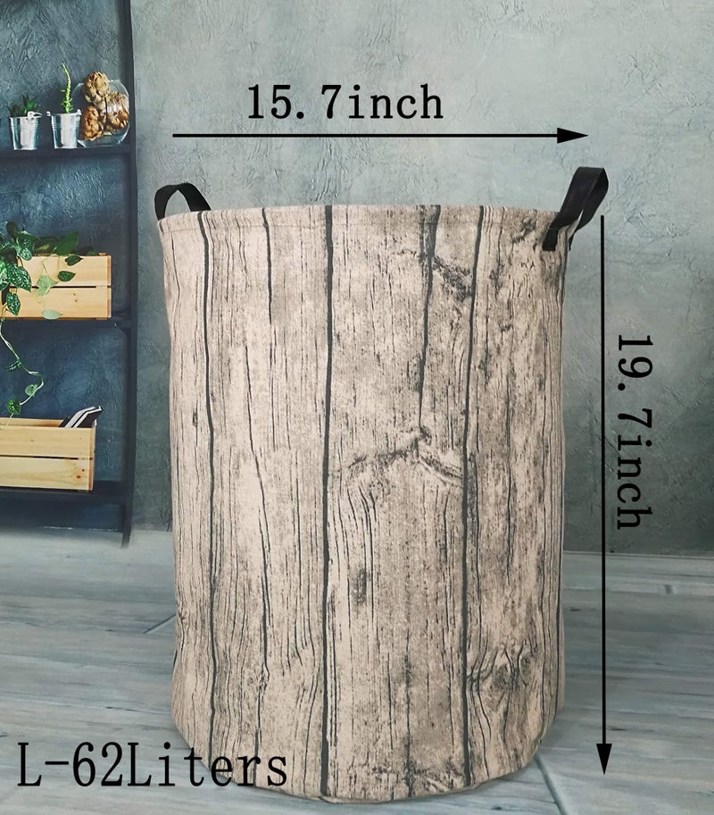 KUNRO Large Sized Round Storage Basket Waterproof Coating Organizer Bin Laundry Hamper for Nursery Clothes Toys (Tree Stump) - Image 2