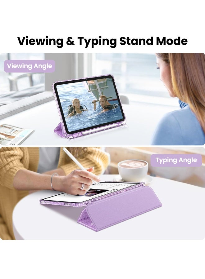 اس بي اف يا. حافظة رفيعة لجهاز iPad (A16) الجيل الحادي عشر مقاس 11 بوصة (2025) / iPad الجيل العاشر مقاس 10.9 بوصة (2022)، غطاء مقاوم للصدمات لامع براق مع غطاء خلفي شفاف لامع، حامل ثلاثي الطيات، حامل أقلام، خاصية الاستيقاظ التلقائي، لون أرجواني - Image 5