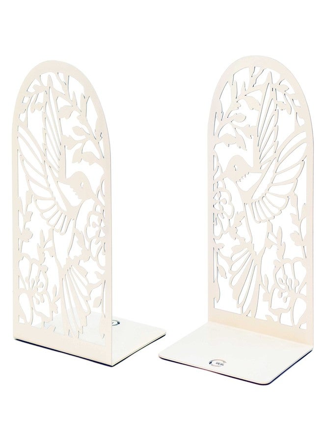 CNK Premium BookEnds - Metal Book Stoppers for Home Office, Book Shelf Holder, Decorative (Hummingbird White) - Image 1