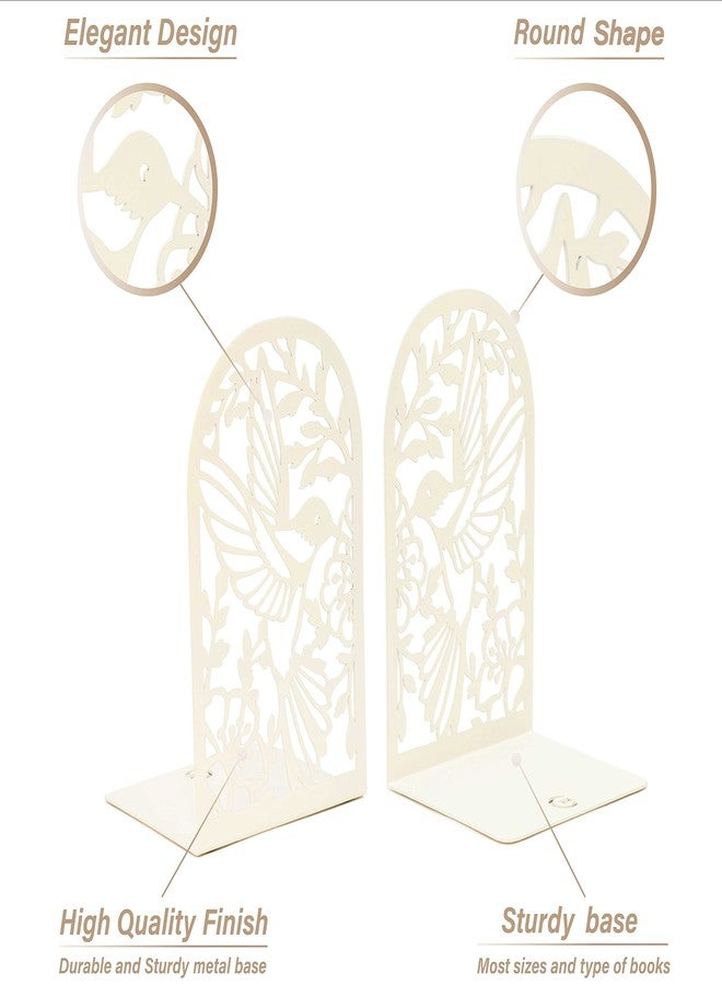 CNK Premium BookEnds - Metal Book Stoppers for Home Office, Book Shelf Holder, Decorative (Hummingbird White) - Image 4