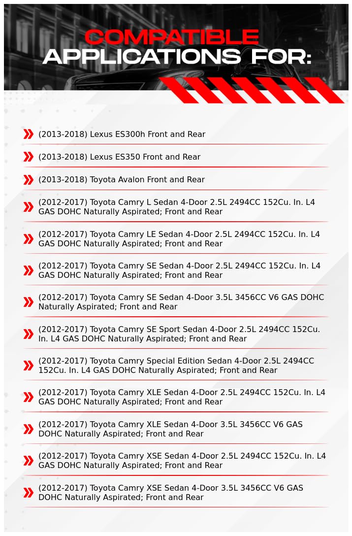 R1 Concepts Front Rear Brakes and Rotors Kit |Front Rear Brake Pads| Brake Rotors and Pads| Ceramic Brake Pads and Rotors |Hardware Kit|fits 2012-2018 Lexus ES300h, ES350, Toyota Avalon, Camry - Image 2