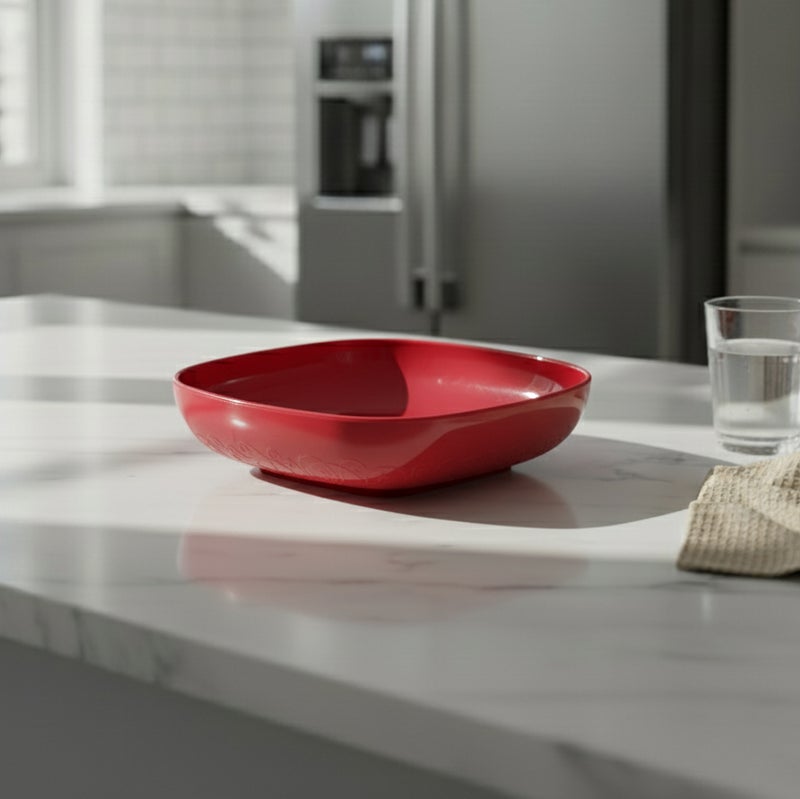 mDesign M design Eden Basics Deep Plate, 21cm Square, Plastic - Red - Image 2