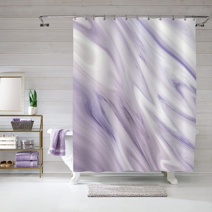PURPLE MARBLE SHOWER CURTAIN SET ABSTRACT FABRIC CURTAIN FOR BATHROOM DECOR MODERN STANDARD CURTAIN FOR BATHTUB LAVENDER WASHABLE 72 X 72