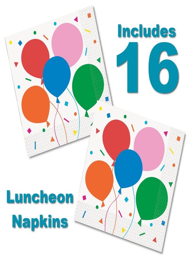 Lobyn Value Packs Heavy Duty Birthday Plates and Napkins 16 Colorful Balloons Birthday Plates And Napkins Party Supplies Includes (16) 9 Inch Plates (16) 6.5 In Folded Lunch Napkins - Image 3
