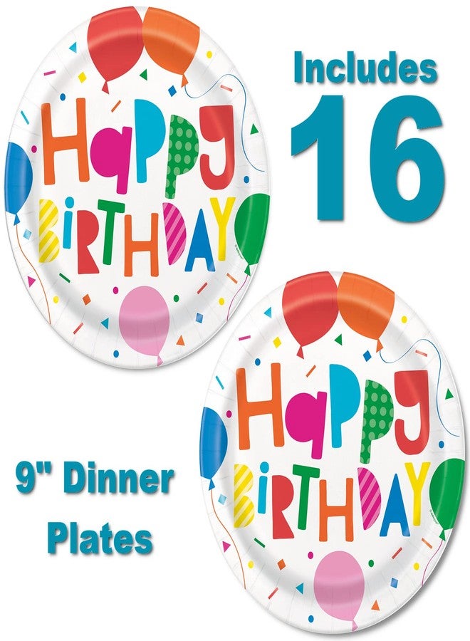 Lobyn Value Packs Heavy Duty Birthday Plates and Napkins 16 Colorful Balloons Birthday Plates And Napkins Party Supplies Includes (16) 9 Inch Plates (16) 6.5 In Folded Lunch Napkins - Image 2