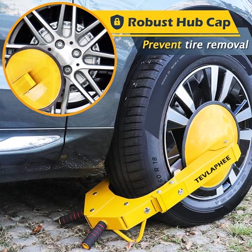 Tevlaphee Wheel Lock - Car Boot Anti-Theft Trailers Wheel Clamp Lock Parking Boot for Cars, Trucks, SUVs, Campers - Upgraded Dual Lock Adjustable Lug Nuts Cover - Image 3