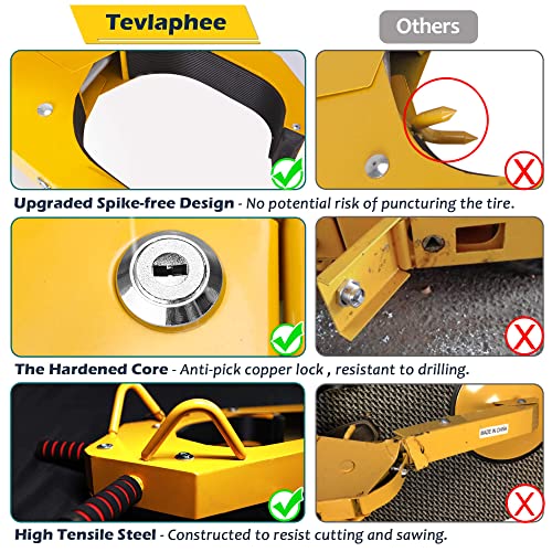 Tevlaphee Wheel Lock - Car Boot Anti-Theft Trailers Wheel Clamp Lock Parking Boot for Cars, Trucks, SUVs, Campers - Upgraded Dual Lock Adjustable Lug Nuts Cover - Image 5