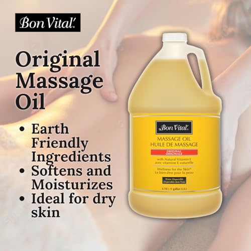 Bon Vital Original Massage Oil for a Versatile Massage Foundation to Relax Sore Muscles and Repair Dry Skin Best Massage Oil on Market Unbeatable Consistency and Quality 1 Gal Label may Vary - Image 5
