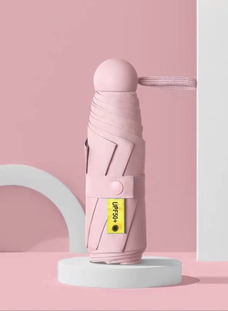 مظلة السفر المظلات المدمجة المحمولة ، جيب ميني للحفظة ، مظلات الأشعة فوق البنفسجية الشمس والمطر الصغيرة لحقيبة الظهر ، مظلة مع حالة طي للأطفال النساء الوردي - Image 4