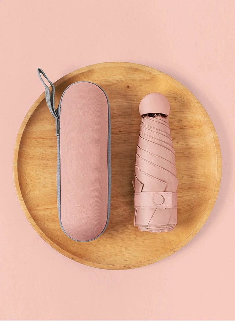 Travel Umbrella Portable Compact Umbrellas, Pocket Mini for Purse, Umbrellas for UV Sun & Rain Small for Backpack, Umbrella with Case Folding for Kids Women Pink - Image 1