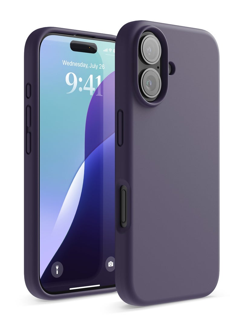 Elago Liquid Silicone for iPhone 16 Case Cover Full Body Protection, Shockproof, Slim, Anti-Scratch Soft Microfiber Lining - Deep Purple