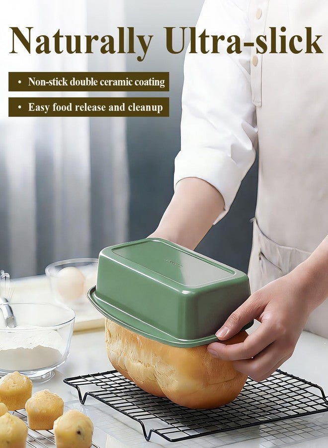 Ymiton Non-Stick Bread Loaf Pan, 9x5 Inch, Ceramic Coating, Aluminized Steel, Oven Safe to 550°F, Dishwasher Safe - Non-Toxic, PTFE & PFOA Free, Pistachio Green - Image 5