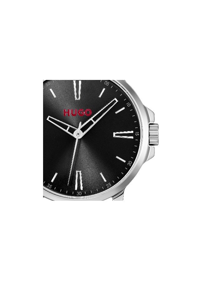 HUGO #SMOOTH Men's Quartz Watch with Black Dial and Black Leather Strap - 1530417 - Image 4
