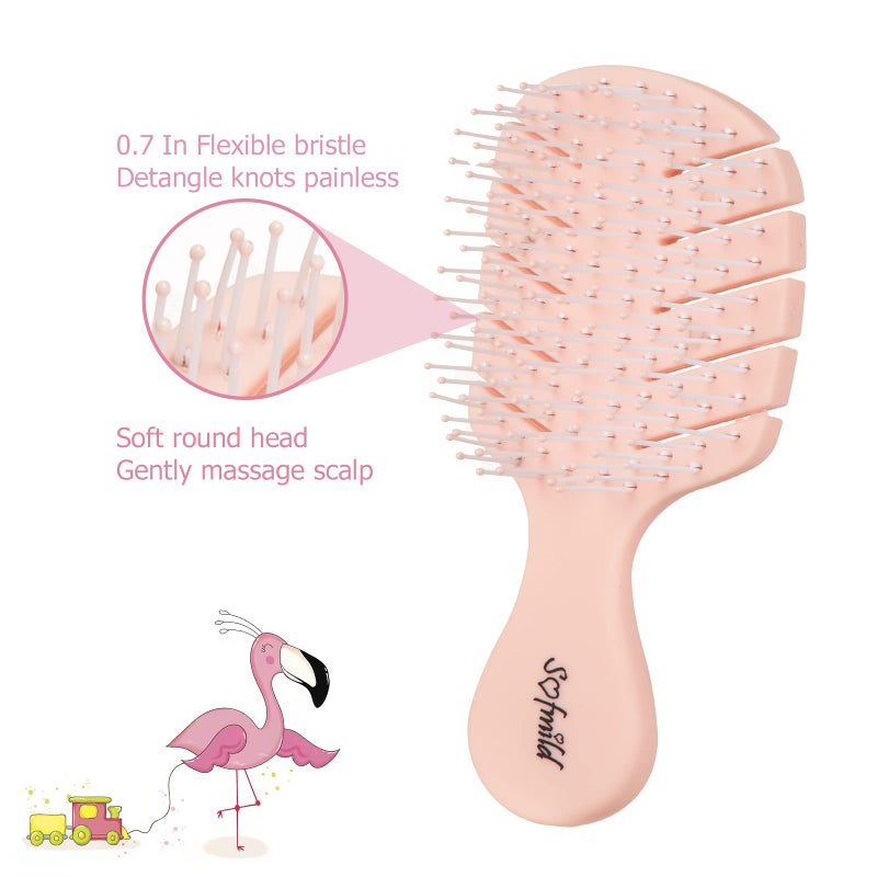 Sofmild Mini Travel Vent Cute Hair Brush,Fast Dry Shower Detangler Brush,Glide Through Tangles With Ease For Women Girl Kids Curly Hair - Image 2