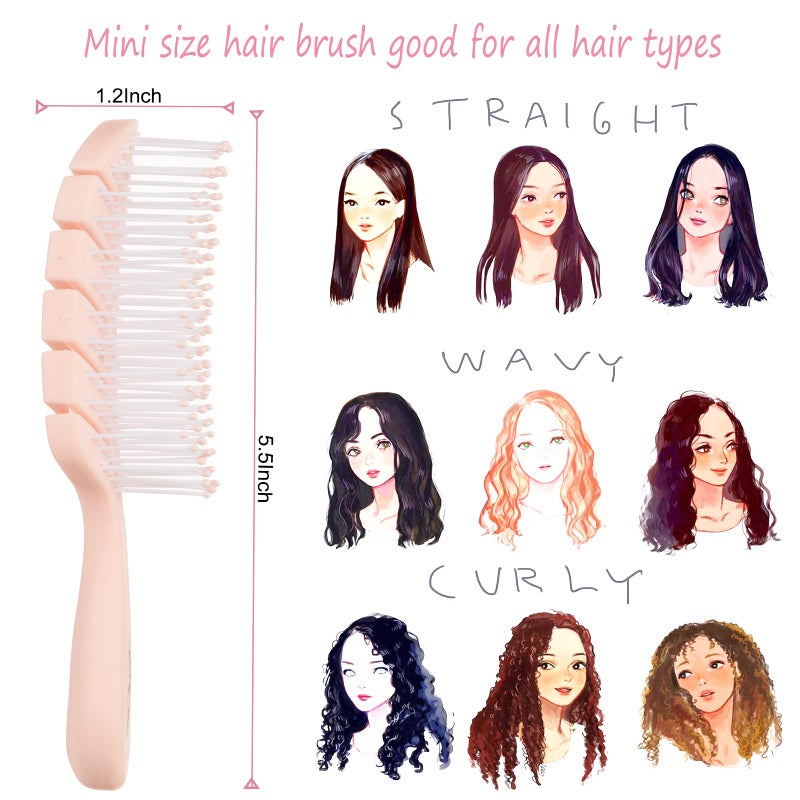 Sofmild Mini Travel Vent Cute Hair Brush,Fast Dry Shower Detangler Brush,Glide Through Tangles With Ease For Women Girl Kids Curly Hair - Image 3