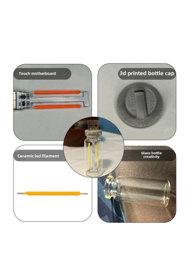 Loquat Night Light Touch Bedside Car Atmosphere Light Ceramic LED Glass Bottle Romantic Mini-Color:Pink (Touch Double Filament) - Image 4