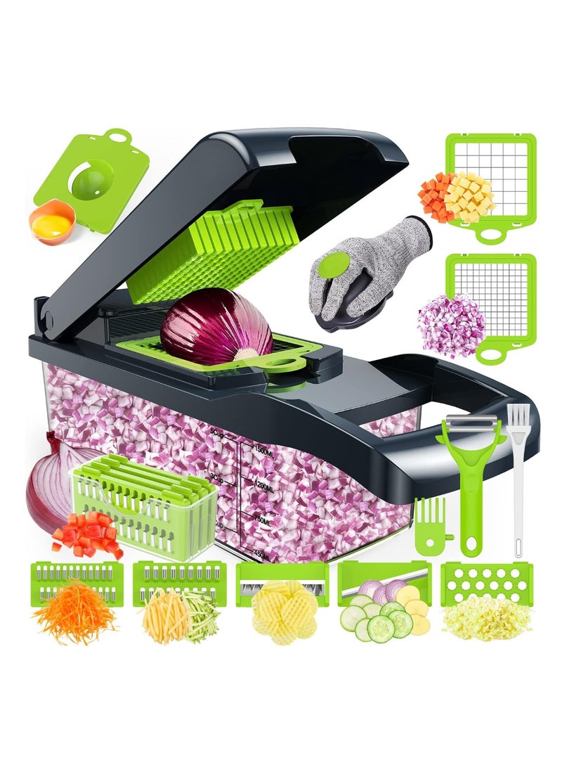 BEYTOR 16-in-1 Vegetable Chopper & Slicer Set with 10 Interchangeable Blades, Food Dicer Cutter with Container, Egg Separator, Peeler & Hand Guard – Manual Kitchen Tool for Onion, Potato, Carrot, Cucumber, Tomato - Image 1