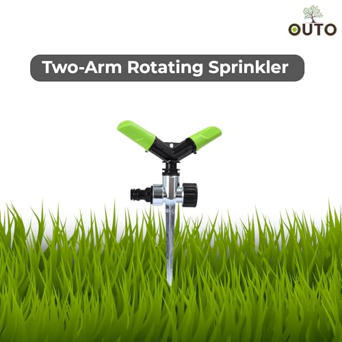 OUTO Automatic Garden Sprinkler with Spike 360 Degree Rotating Adjustable 2 Arm Water Sprayer for Watering Plants Outdoor Lawn Yard Irrigation System - Image 4