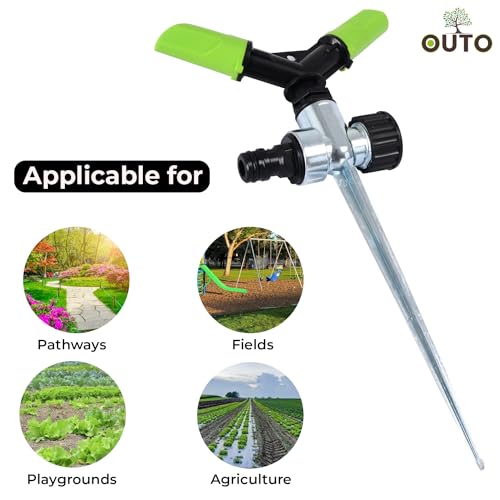 OUTO Automatic Garden Sprinkler with Spike 360 Degree Rotating Adjustable 2 Arm Water Sprayer for Watering Plants Outdoor Lawn Yard Irrigation System - Image 3