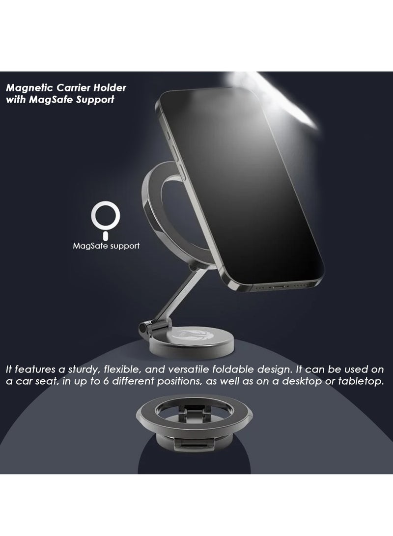 YOUFO YOUFO Foldable Magnetic Phone Holder and Hanging pendent with MagSafe Support – 360° Rotation, Zinc Alloy Body, Adjustable Viewing Stand for iPhone 12–16 Series & All Phones with Metal Ring Y4857 - Image 3