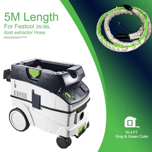ZZHANFF 5m Dust Extractor Hose Sleeve Compatible with Festool Vacuum D2732 mm Cover Grey Green Color Only Sleeve Without Wire and Hose - Image 3
