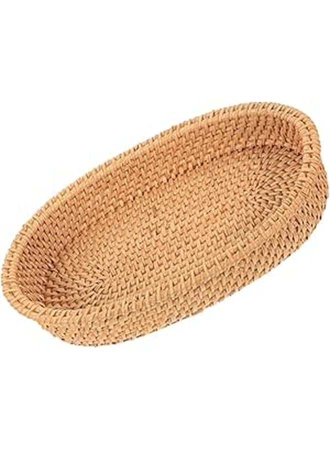Hand Woven Rattan Storage Basket For Fruit Bread Kitchen 20x12x4 Cm - Image 1