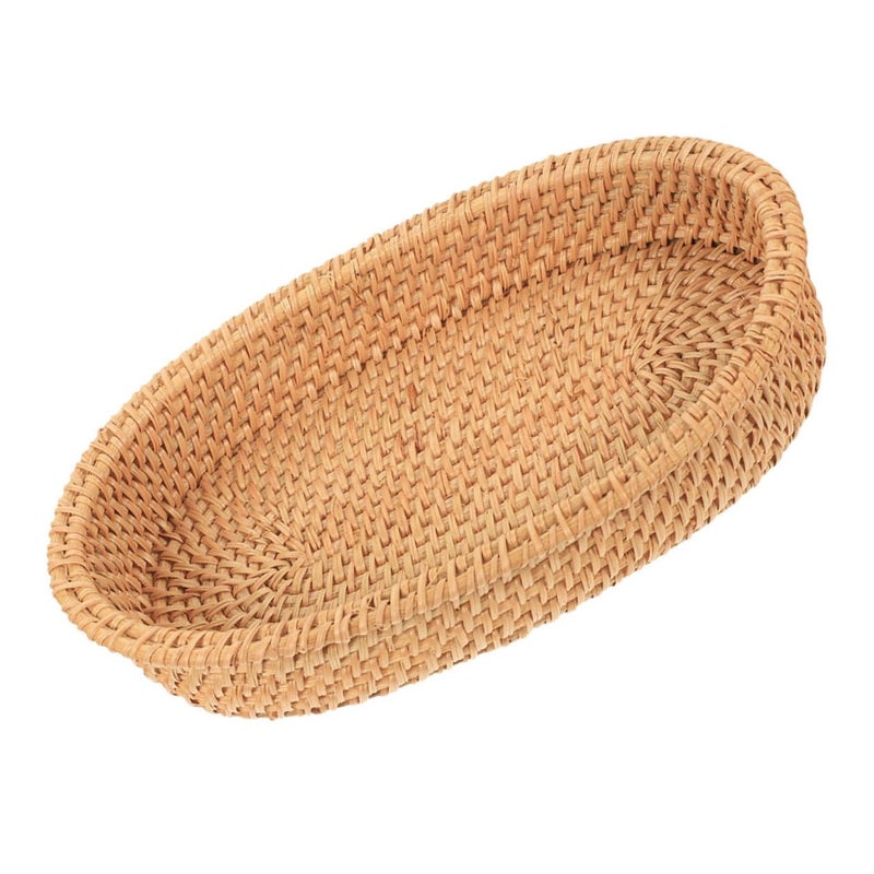 Hand Woven Rattan Storage Basket For Fruit Bread Kitchen 20x12x4 Cm - Image 2