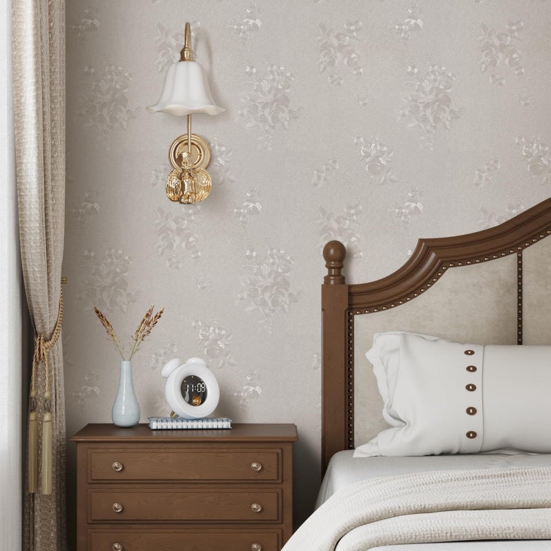 CRE8TIVE Beige Wallpaper Textured Peel and Stick Wallpaper for Bedroom Embossed Silk Rose Floral Wall Paper 12"x80" Removable Adhesive Beige Contact Paper for Cabinets Countertops Waterproof Vinyl - Image 3