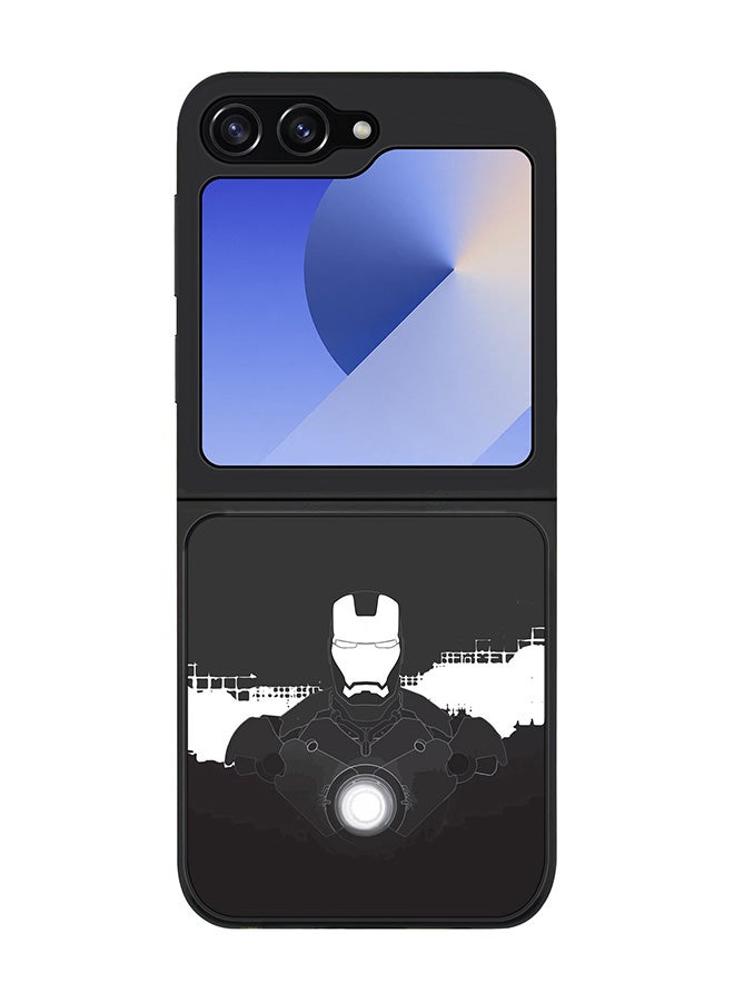 Stylizedd Rugged Black edge case for Samsung Galaxy Z Flip6, Slim fit Soft Case Flexible Rubber Edges Anti Drop TPU Gel Thin Cover -  Iron Man Beam - Image 1