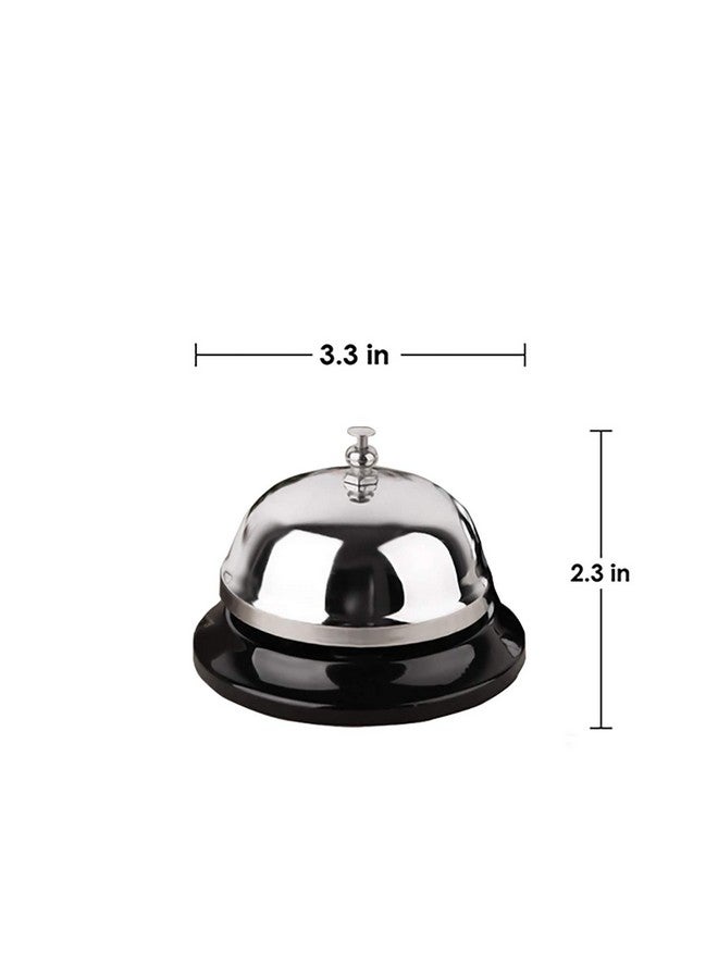 HeeYaa Call Bell 3.35 Inch Diameter With Metal Anti-Rust Construction, Ringing, Durable, Desk Service for Hotels, Schools, Restaurants, Reception Areas, Hospitals, Warehouses (Silver) - Image 2
