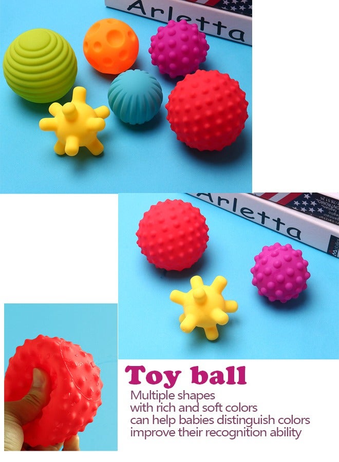 6 Pcs Textured Multi Ball Set Baby Toys Ball Grasping Handshake Grasping Ball Ocean Ball Children Shower Toys - Image 5
